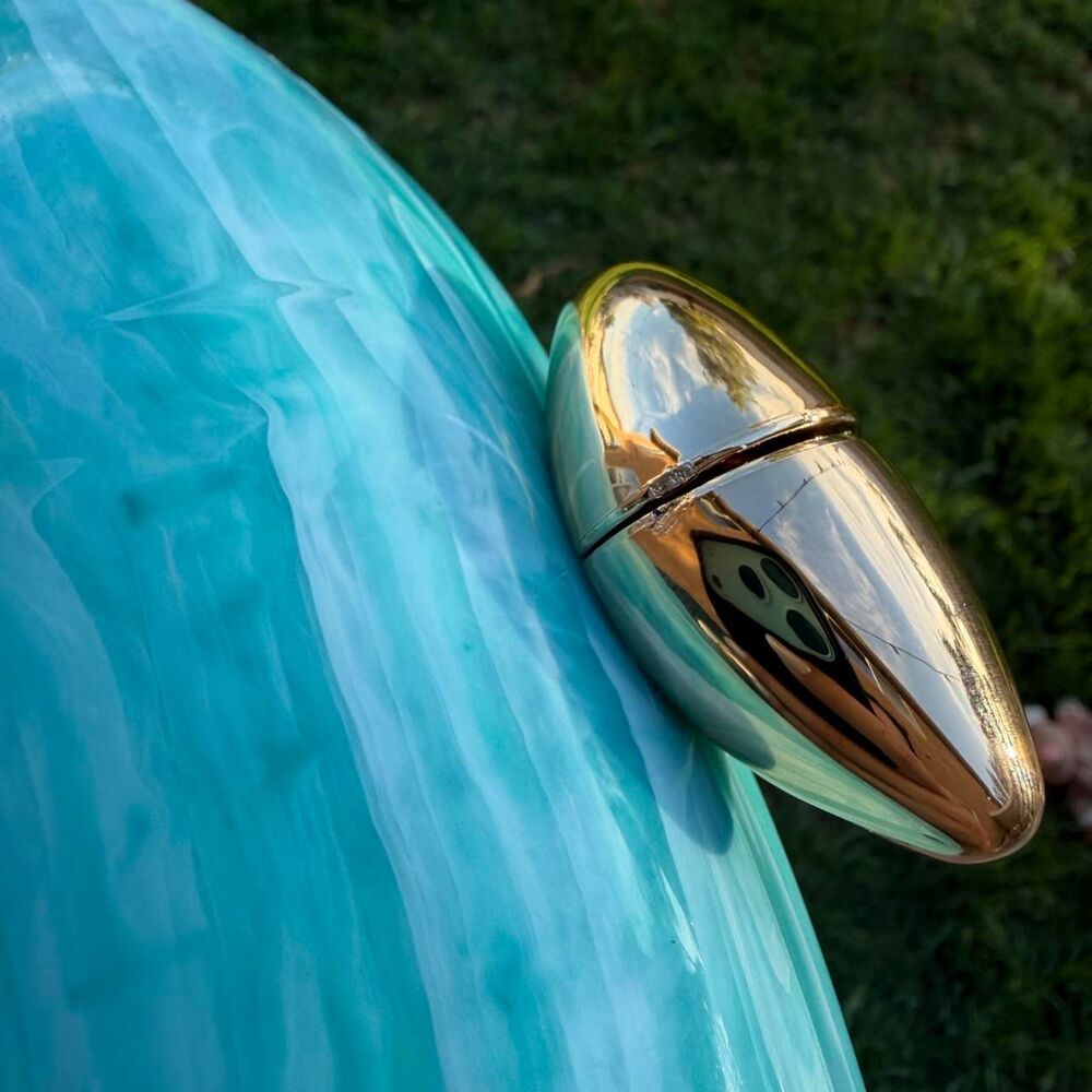 Blue marbled clutch with gold clasp - Picture 5 of 6